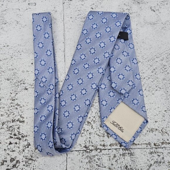 Tasso Elba Men Tie Blue 100% silk Handmade Necktie Classic Tie - Picture 3 of 9